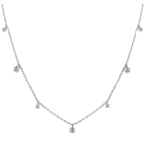 925 Sterling Silver 4mm Station CZ Zircon Necklace - Picture 4 of 6